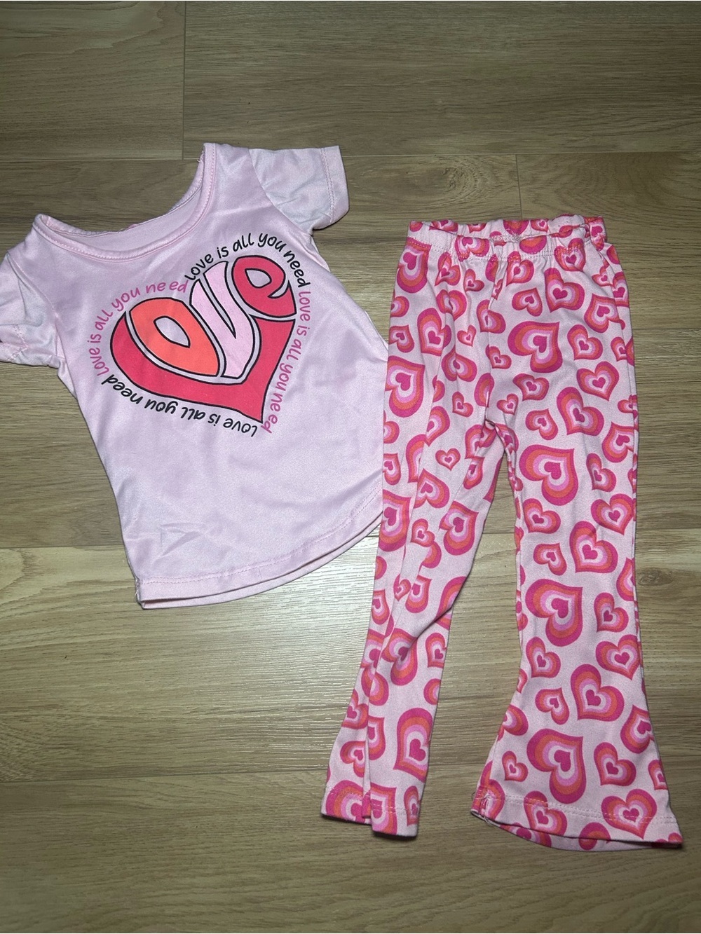 Gymboree Pink & Red Heart Graphic Tee and Heart-Print Flare Leggings MatchingSet